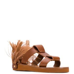 Valentino Slide sandals with A back strap with detachable tuft of feathers
